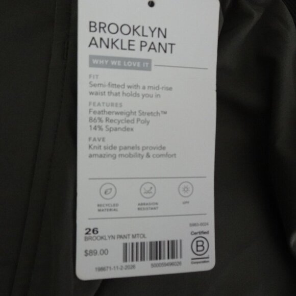 Athleta Brooklyn Ankle Pants Women's Plus Size 26 Green Stretch Activewear - Picture 8 of 11